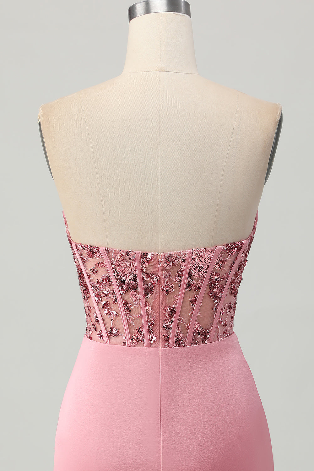 Sparkly Tight Blush Ruched Short Corset Homecoming Dress with Sequins