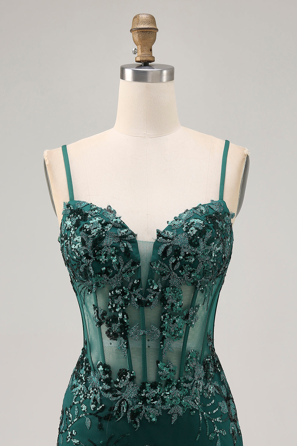 Sparkly Sequined Dark Green Corset Short Tight Homecoming Dress