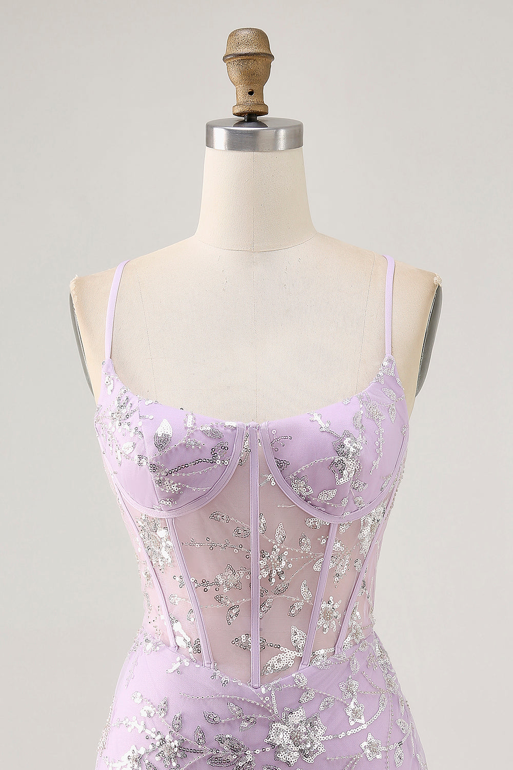 Sparkly Lilac Beaded Tight Corset Short Homecoming Dress with Sequins