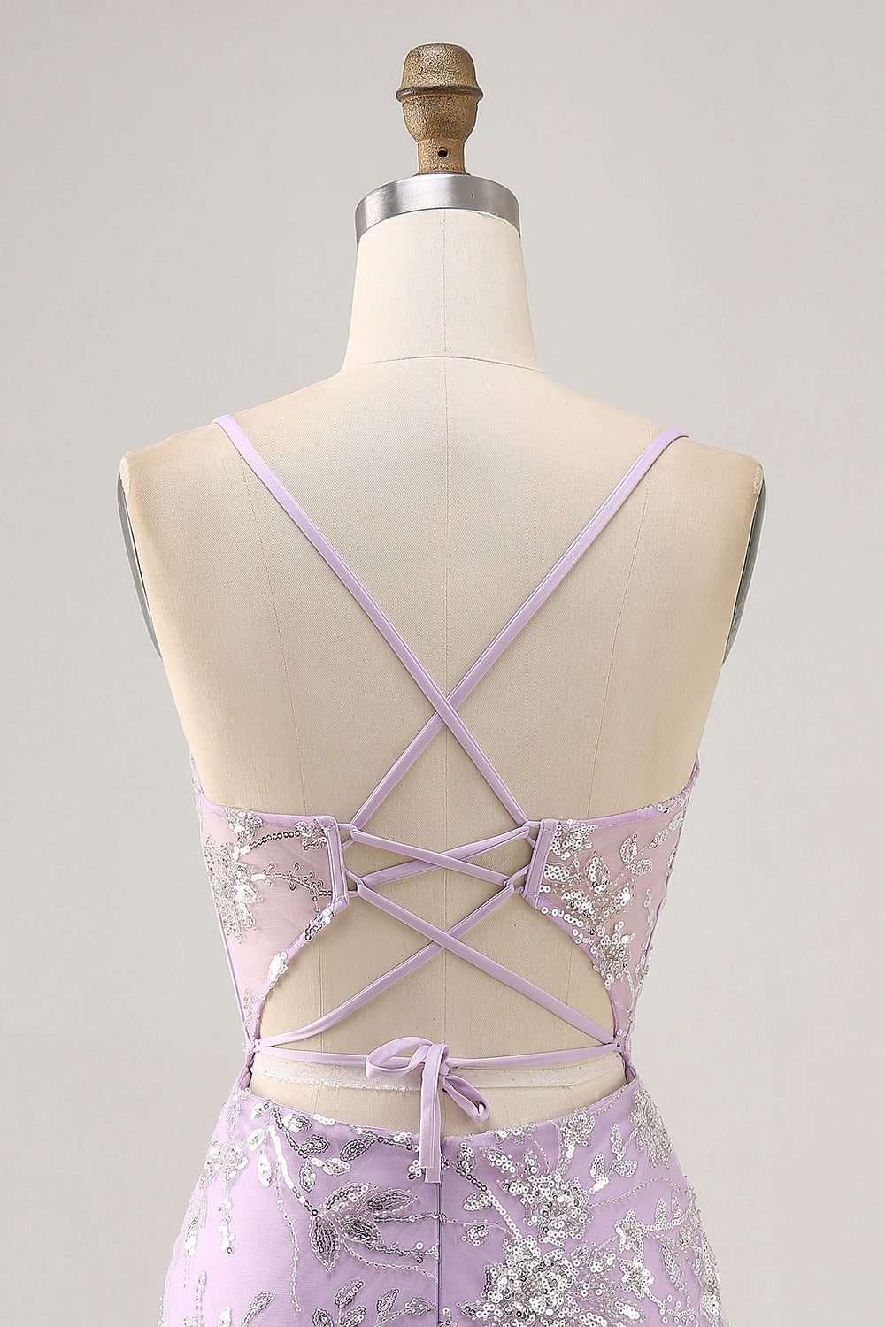 Sparkly Lilac Beaded Tight Corset Short Homecoming Dress with Sequins