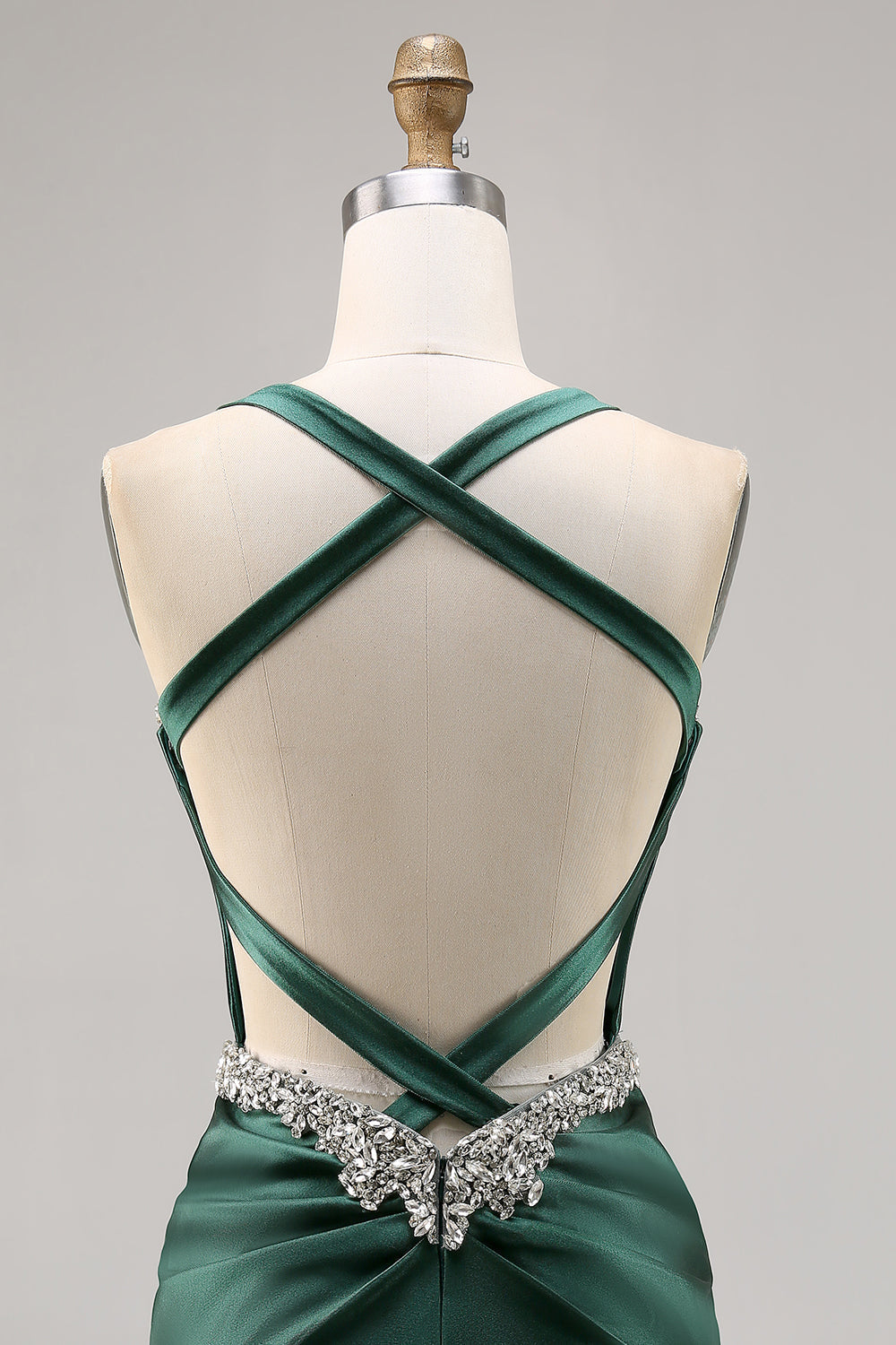 Corset Satin Dark Green Short Tight Sparkly Homecoming Dress with Beading