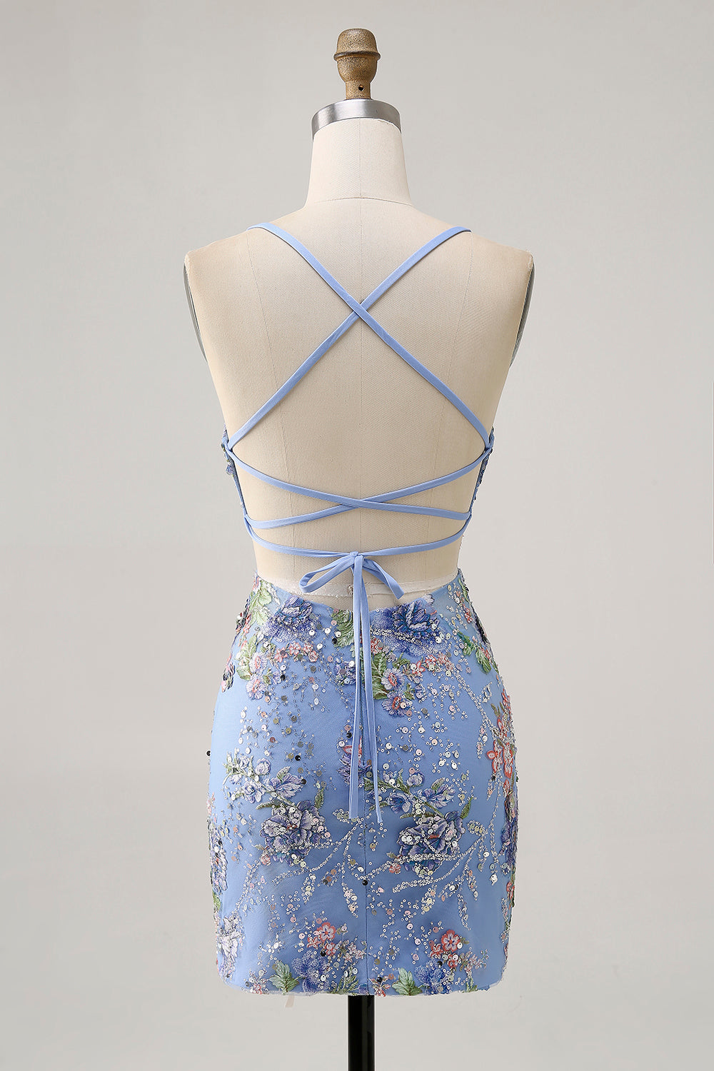 Sparkly Pink Floral Embroidered Short Tight Homecoming Dress with Sequins