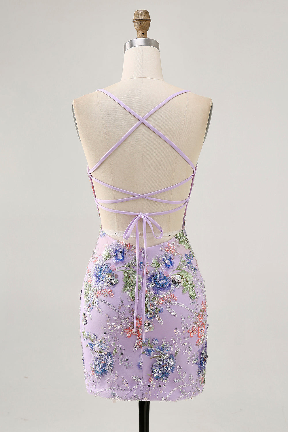 Sparkly Pink Floral Embroidered Short Tight Homecoming Dress with Sequins