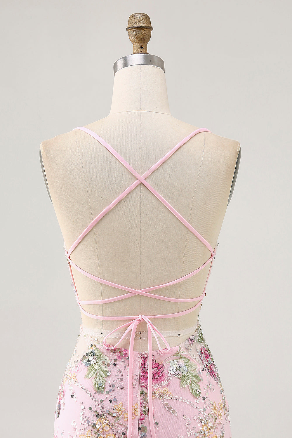 Sparkly Pink Floral Embroidered Short Tight Homecoming Dress with Sequins
