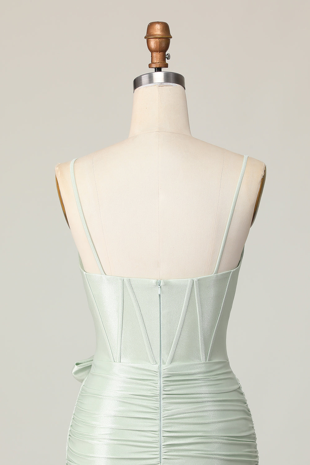 Tight Ruched Sage Corset Short Homecoming Dress with Bow