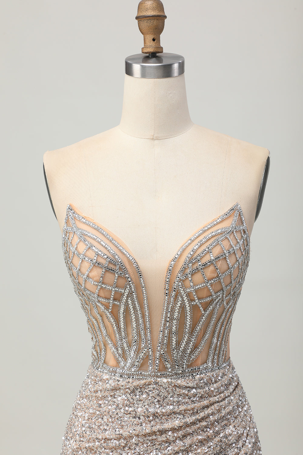 Tight Sliver Strapless Sparkly Sequins Short Corset Homecoming Dress