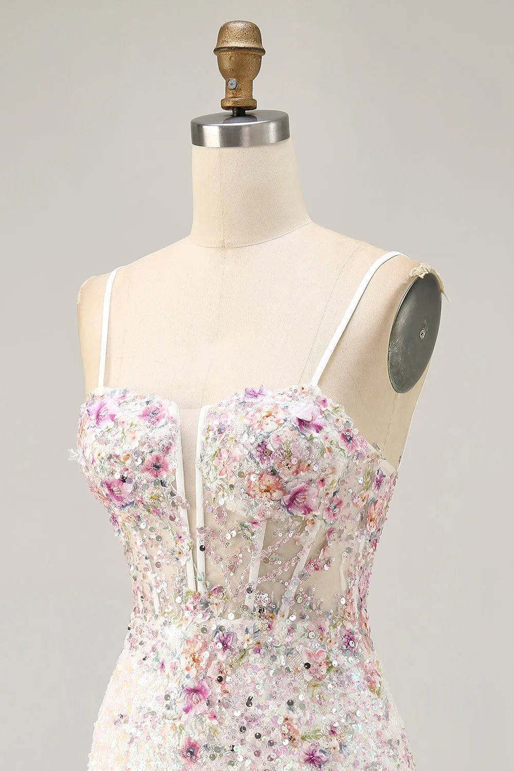 Black Floral Corset Tight Short Sparkly Sequins Homecoming Dress with Applique