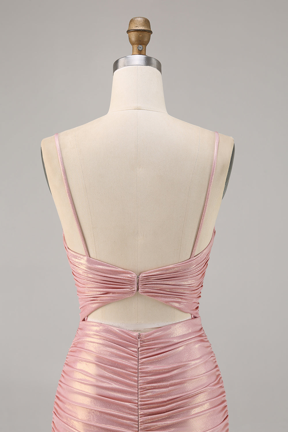 Blush Ruched Cut Out Tight Mini Homecoming Dress with Rhinestones