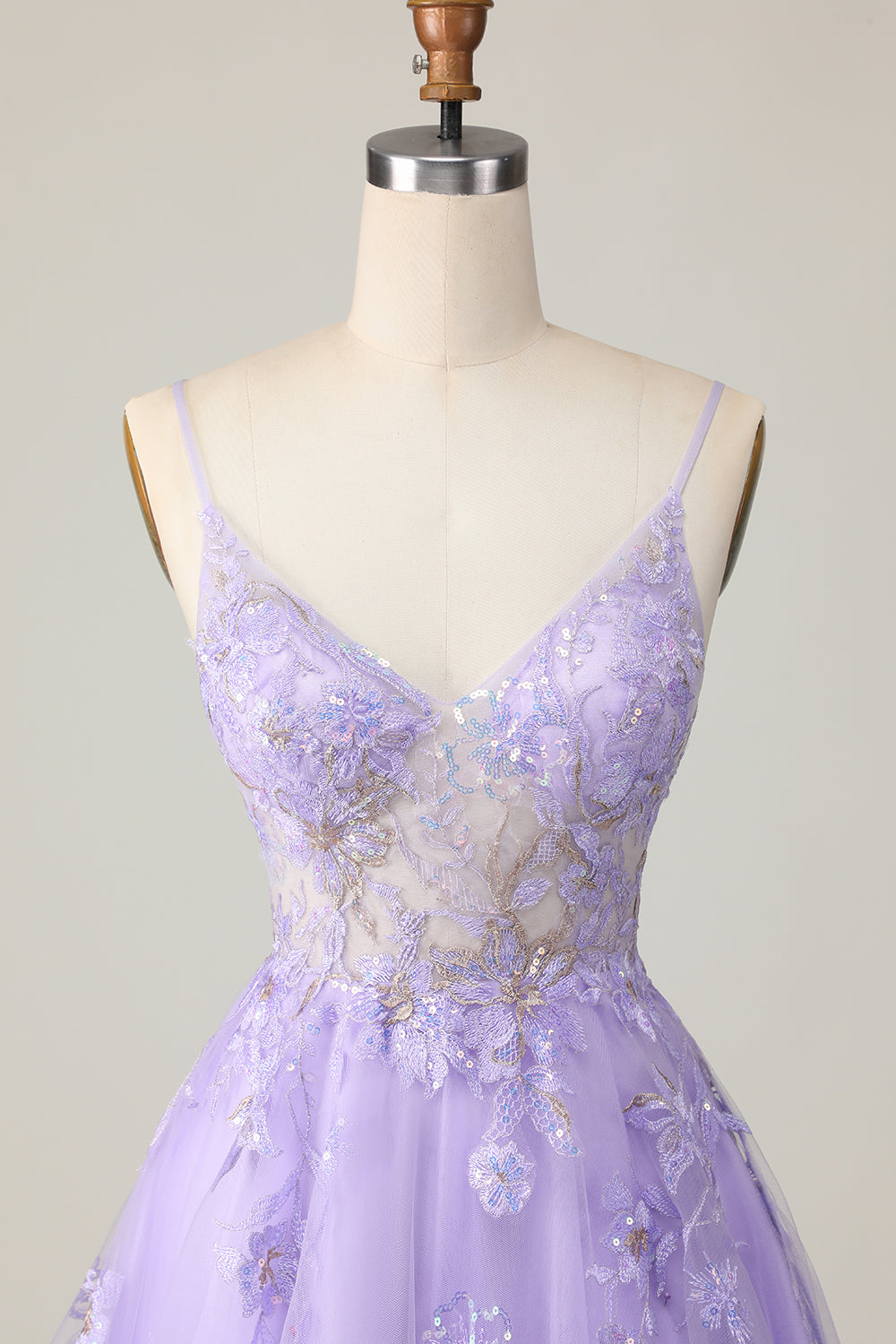 Purple Floral A Line Short Embroidered Sparkly Homecoming Dress with Sequins