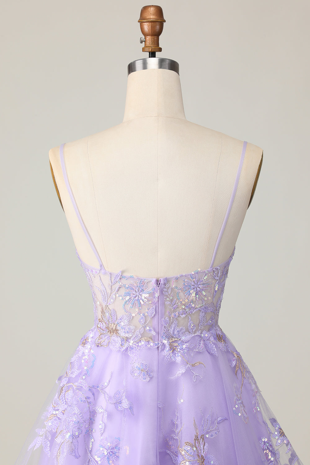 Purple Floral A Line Short Embroidered Sparkly Homecoming Dress with Sequins