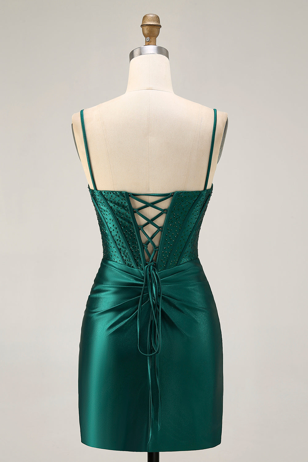 Dark Green Corset Tight Short Sparkly Beaded Homecoming Dress