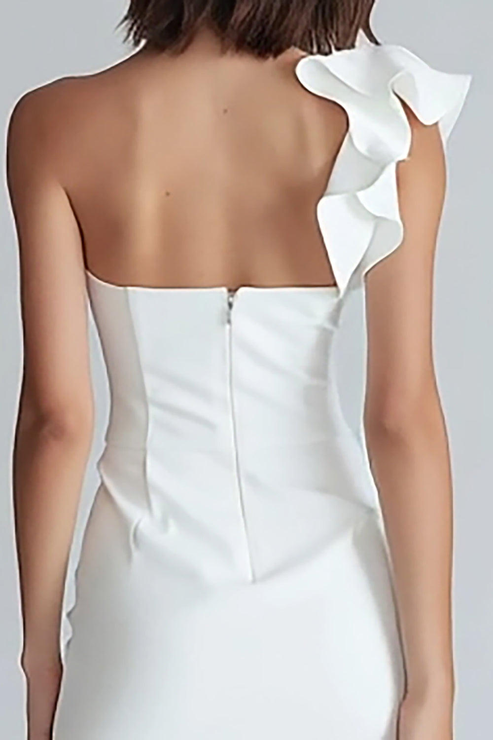 Ivory Bodycon One Shoulder Satin Short Bridal Shower Dress